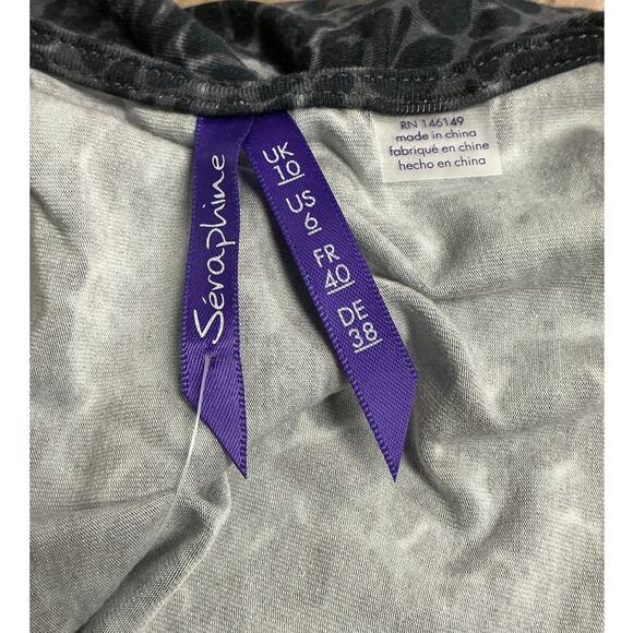 Seraphine Crossover Dress with Side Ruche Grey Animal Print Size 6 - Picture 4 of 7